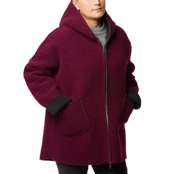 Cappotto bordeaux in lana cotta da donna Swish Jeans, Abbigliamento Donna, SKU j613000179, Immagine 0